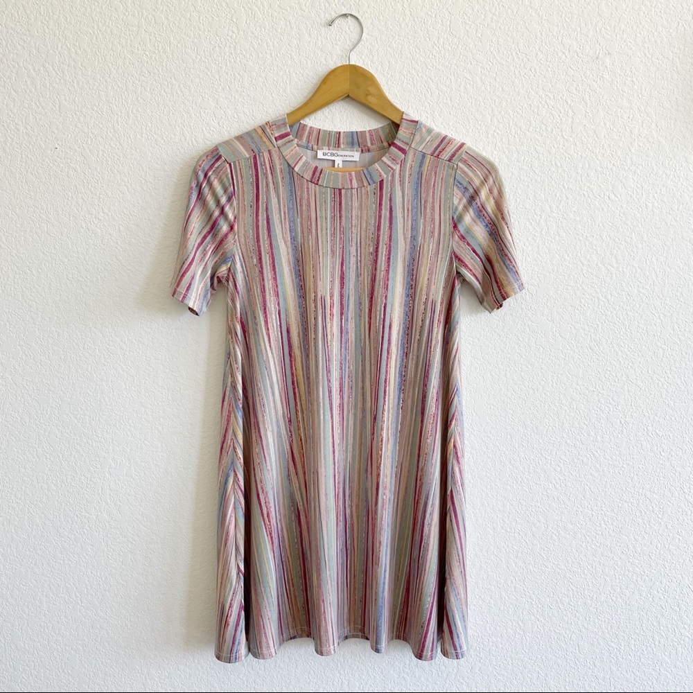 BCBG Multicolor Striped Swing Dress - Small